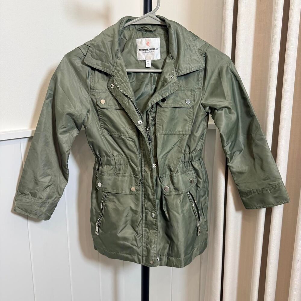 Urban Republic Girls Olive Green Hooded Utility Jacket Size 6X